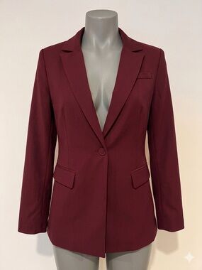 Women's Burgundy Single-Button Blazer